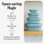 Stojo Nestable Collapsible Food Storage Container -Set of 4, Eucalyptus- Leak-Proof Airtight Seal Made With Food Grade Silicone For Meal Prep, Lunch Box, Pantry Organizer - Microwave & Dishwasher Safe