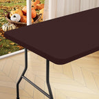 homing Rectangle Table Cloth Cover, Waterproof Polyester Elastic Fitted Tablecloth, Fits for 6 Foot Folding Tables, Washable Table Protector for Fall, Thanksgiving, Harvest Party (Coffee, 30" x 72")