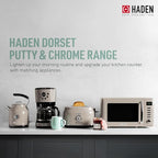 Haden Dorset 4 Slice Wide Slot Stainless Steel Toaster Bundled with 1.7 Liter Stainless Steel Electric Kettle with 360-Degree Base, Putty & Chrome