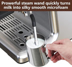 Garvee Super Automatic Espresso Machine with TFT Display, Auto Milk Frother & Grinder, 20 Bar, 6 Custom Drinks, Chrome-Silver with Gold Accents, Compact for Home Barista
