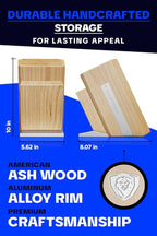 DALSTRONG Universal Knife Block - 18 Slots - Premium American Ash Wood - Aluminum Alloy Rim Kitchen Set - Lion Head Logo Badge - Premium Craftsmanship Knife Set - Angled For Ergonomics - Cleans Easily