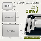 BRONYPRO Stainless Steel Baking Sheet Pan Set of 3, Cookie Sheets 9/12/16 In, Non-Toxic Uncoated Interior (PFOA & PTFE Free), Solid Warp-Resistant Cooking Trays for Oven & Toaster, Navy Exterior