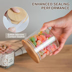 Liuruiyu Glass Food Storage Jars 6-Pack - 4x4 in-Clear Glass Food Canisters with Bamboo Lid Airtight For Serving Tea, Coffee, Flour, Sugar, Candy, Cookie, Spice and More (Circular)