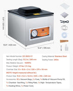 VEVOR Chamber Vacuum Sealer, 260W Sealing Power, Vacuum Packing Machine for Wet Foods, Meats, Marinades and More, Compact Size with 10.2 in Sealing Length, Applied in Home Kitchen