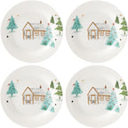 Lenox 890753 Balsam Lane 4-Piece Tidbit Plate Set, Christmas Drinkware, Holiday Hosting