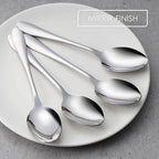 Stainless Steel Serving Spoons, E-far 4-Piece Metal Solid Spoons Hostess Serving Utensils Tablespoons Set for Catering Buffet Party Kitchen Restaurant, Dishwasher Safe