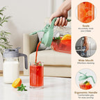Breast Milk Pitcher Jug - 32 oz Glass Mason Jar Airtight Pitcher with Pour Spout Handle for Breastmilk, Iced Tea, Ice Drinks Storage Container（Pink）
