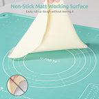 U-Taste Liquid Silicone Pastry Mat: 16"x20" Food-Grade Non-Stick Dough Rolling Baking Sheet, Non Slip for Kneading, Making Pizza, Fondant, Pie Crust with Clear Measurement and Raised Edges (Aqua Sky)
