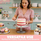 O’Creme Cake Turntable Stand, 12 inch – Heavy-Duty Aluminum Alloy Rotating Turn Table Display Lazy Susan for Decorating Cakes & Cupcakes with Non-Slip Base- Ideal for Weddings, Birthdays