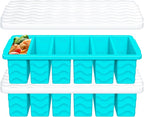 1/2 Cup Silicone Freezer Molds with Lid, 2-Pack Silicone Freezer Trays for Soup, Sauce & Broth – Meal Prep Containers, Large Ice Cube Tray, Oven & Dishwasher Safe
