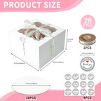 8x8x5 Cake Box, 28 Sets Cake Box with Window ＆ 28 Sets 8" White Cake Round Boards, 8inch Cake Containers(White, 885inch/28pcs)