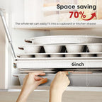 11-Piece Baking Pans Set Nonstick, Stackable Bakeware, Toxin-Free Baking Pans Set with Silicone Handles, Includes Cookie Sheets, Cake Pan, Loaf Pan, Pizza Pan, Muffin Pan, White&Khaki