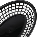 40 Pack 8.9x5.7x1.6 Inch Black Plastic Fast Food Baskets, Restaurant Serving Baskets, Oval Fast Food Serving Tray for Picnic, Deli Serving, Chicken, Burgers and Fries