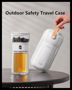 ZENS Modern Tea Pot, Glass Teapot with Infusers for Loose Tea Diffusers with One Touch Pouring, Cool Portable Tea Maker with Insulated Tea Mug and Travel Tea Kits for Tea Lover Gifts