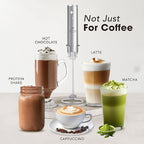 Zulay Kitchen Lux Rechargeable Milk Frother Handheld, 4 Included Whisks - Powerful 2-Speed Motor, Fully Waterproof, 2000mAh Battery - Drink Mixer For Latte, Cappuccino, Matcha, Protein Powder