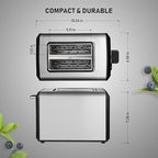 Toaster 2 Slice, Wide Slot Stainless Steel Toaster with 6 Browning Levels, Reheat & Defrost, for Bagel, Toast, Bread, Kitchen Essentials, Removable Crumb Tray (sliver)