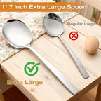 Extra Large Serving Spoons Set 11.7-Inch Serving Slotted Spoon and Serving Spoon 18/8 Stainless Steel Big Serving Utensil for Buffet, Parties, Catering - Dishwasher Safe(2-Pack, Silver)