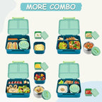 Bento Lunch Box for Kids with 8oz Soup Thermo Leak-Proof Lunch Food Containers with Snack Sauce Container for Kid Girls Boys to School, Green