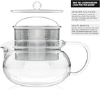 Teabloom Kyoto 2-in-1 Tea Kettle and Tea Maker – Glass Teapot with Removable Loose Tea Infuser – Tea Connoisseur's Choice
