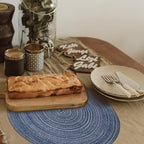 FunWheat Round Braided Placemats Set of 4 Place mats for Dining Tables Woven Heat Resistant Table Mats 15 inch (E Klein Blue, 4pcs)