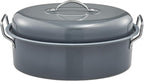 BRONYPRO Roasting Pan with Rack, 18-Inch Granite Roaster with Lid, 20 lb Capacity for Turkey, Chicken, and Vegetables, Light Gray