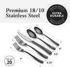 Artaste 56525 Rain II Forged 18/10 Stainless Steel Flatware 20 Piece Set, Service for 4, Silver