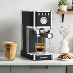 CHULUX Slim Espresso Machine with Milk Frother Steam Wand, 20 Bar Professional Italian Pump Espresso Coffee Machine for Home Cappuccino & Latte Maker, Stainless Steel Black