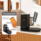 16Oz Temperature Control Smart Mug, Self Heating Coffee Mug LED Display, 180 Min Battery Life - Hot up to 149℉ Fast Wireless Charger Base Improved Design coffee serving sets mug(16oz, Black)