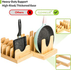 Pots and Pans Organizer under Cabinet, Bamboo Expandable Bakeware and Cutting Board Organizers, Adjustable Pot Lids Holder Rack, Cookie Sheet Baking Pan, Tray Organizer for Kitchen Storage (Natural)