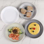 12 Pcs Unbreakable Deep Dinner Plates Set, 9 inch Reusable Plastic Wheat Straw Plates, Microwave and Dishwasher Safe Plate for Kitchen, Lightweight Plate for Dessert, BPA Free, Beige