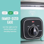 GreenLife 3.5QT Slow Cooker, Non-Toxic PFAS-Free Ceramic Nonstick Removable Interior Bowl, Programmable, Keep Warm, Stovetop & Oven Safe, Dishwasher Safe Parts, Glass Lid, Turquoise
