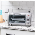BLACK+DECKER Crisp 'N Bake Air Fry Countertop Convection Toaster Oven, Medium Capacity, 4-Slice, 5-in-1, Fits 9” Pizza, 30-Min Timer, Bake, Broil, Air Fry, Toast, Keep Warm, Stainless Steel