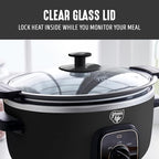 GreenLife 3.5QT Slow Cooker, Non-Toxic PFAS-Free Ceramic Nonstick Removable Interior Bowl, Programmable, Keep Warm, Stovetop & Oven Safe, Dishwasher Safe Parts, Glass Lid, Black