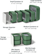 Caraway 22pc Glass Food Storage Set - Storage Containers for Food - Non-Toxic Ceramic-Coated Glass - Air Release Technology - Compact & Stackable Design - Sage