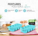 Silicone Freezer Tray With Lid - Soup Freezer Container molds - Large Ice Cube Tray- makes 8 perfect 1 cup portions cubes, 2-Pack Freezer Storage Food Soups & Meal Prep - Oven & Dishwasher -Safe