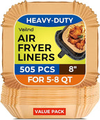 505 PCS Air Fryer Liners Disposable, 8 inch Square Parchment Paper Liners, Heavy-Duty Air Fryer Liners for 5-8 QT Basket, Non-Stick & Oil-Proof Parchment Paper for Microwave