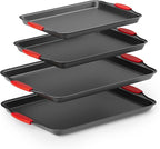 Country Kitchen Nonstick Stackable Bakeware Set - Heavy Duty, Durable, Easy Release Baking Set, Red, 4 Pcs