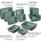 Ceramic Coated Glass Food Storage Containers | No PTFE, PFOA, PFAS, and BPA | Reusable Non Toxic Meal Prep Containers with Glass Lids | Easy To Store | 10 Piece Set [Pine]
