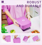 Bento Lunch Box with Kids/Adults, 5 Compartments Leakproof Lunch Container with Dressing Cup, Eco-Friendly Double Insulated Boxes, Dishwasher and Microwave Safe, BPA-Free (purple)