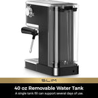 CHULUX Slim Espresso Machine with Milk Frother Steam Wand, 20 Bar Professional Italian Pump Espresso Coffee Machine for Home Cappuccino & Latte Maker, Stainless Steel Black