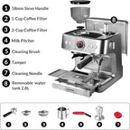 Garvee Espresso Machine with Grinder & Milk Frother, 20 Bar Professional Pressure & 95Oz Large Water Tank, Semi-Automatic Coffee Maker for Cappuccino/Latte/Macchiato, Design for Home Barista