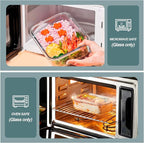 KOMUEE 30 oz 5 Pack Glass Meal Prep Containers 2 Compartments, Glass Food Storage Containers with Lids, Airtight Lunch Box, Microwave, Oven and Freezer Safe