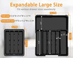 Homecor Silverware Organizer Expandable Kitchen Drawer Organizer with 7 Slots, BPA Free Cutlery Utensil Drawer Organizer, Kitchen Utensil Storage Tray for Forks Knives Spoons, Anti-Slip, Black