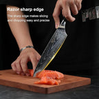 Damascus Chef Knife 8 Inch, Professional Chefs Knife With Japanese Aus-10 High Carbon Stainless Steel, Japanese Chef Knife With Black Pakkawood Handle, Chef's Kitchen Cutting Knife
