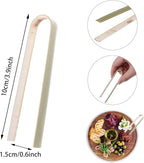 100 PCS Mini Bamboo Tongs 4 Inch Disposable Small Wooden Toaster Tongs Large Cooking Utensils Catering Buffet Long Toast Tong for Toasts Bread Pickles Tea Home Use