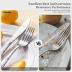 HIKAA Silverware Set, 30-piece Stainless Steel Flatware Set Cutlery Set for 6, for Kitchen, Home, Wedding, Party, Mirror Polished and Dishwasher Safe