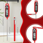 12 Pcs Meat Food Thermometer Food with Probe Water Liquid Instant Read Digital Thermometer Kitchen Cooking Supplies for Cooking BBQ Milk Yogurt (Red)