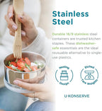 U Konserve Stainless Steel Set of Three Round Food/Condiment/Snack Mini Countainers with Silicone Lids, Leak Proof & Dishwasher Safe (3 oz)