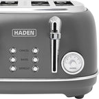 Haden Chelsea 4 Slice Wide Slot Toaster with Adjustable Browning Control, Grey & Chrome