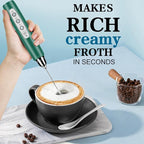 Milk Frother Handheld for Coffee, Electric Whisk 3 Speed Adjustable, Drink Mixer with Stainless 3 Whisks, Rechargeable Hand Frother Wand, Foam Maker for Latte Cappuccino Hot Chocolate Egg Green